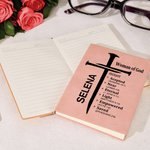 Personalisierte Nagel Kreuz Gottes Bibel Vers A5 Lederabdeckung Notebook mit Namen Kirche Studie Geburtstag religiöses Geschenk für Familie Freunde Christian