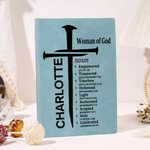 Personalisierte Nagel Kreuz Gottes Bibel Vers A5 Lederabdeckung Notebook mit Namen Kirche Studie Geburtstag religiöses Geschenk für Familie Freunde Christian