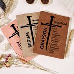 Personalisierte Nagel Kreuz Gottes Bibel Vers A5 Lederabdeckung Notebook mit Namen Kirche Studie Geburtstag religiöses Geschenk für Familie Freunde Christian