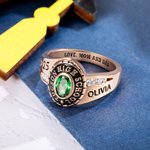 Custom School Class Ring, Sterling Silver 925 High School University Jewellery for Women, Graduation Rings 2025