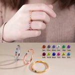 Bague en Argent Sterling Minimaliste Personnalisée avec 1-13 Pierres de Naissance Cadeau Anniversaire Fête des Mères pour Femme