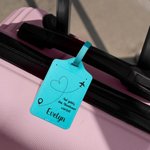 Personalisierte Herz Flugroute PU-Leder Reisepasshülle und Gepäckanhänger mit Namen und Text Reise Essentials Geschenk für Urlaub- und Reiseliebhaber