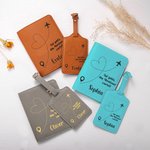 Personalisierte Herz Flugroute PU-Leder Reisepasshülle und Gepäckanhänger mit Namen und Text Reise Essentials Geschenk für Urlaub- und Reiseliebhaber