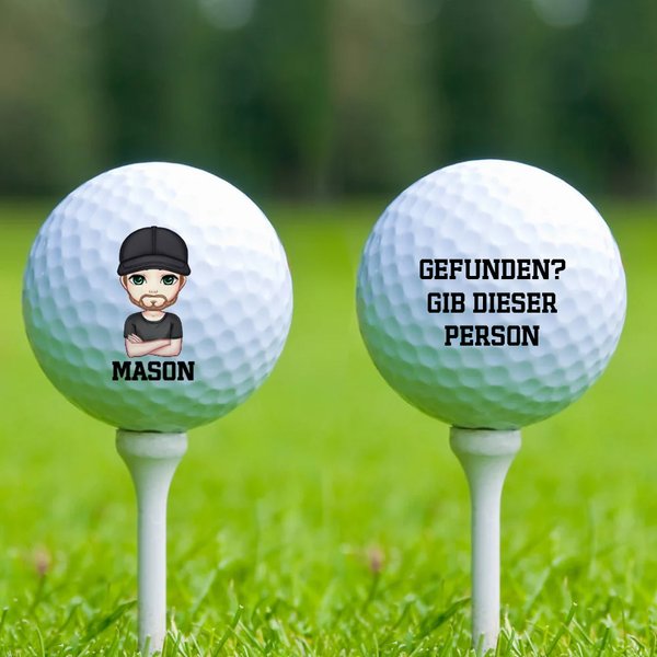Personalisierter GEFUNDEN? GIB DIESER PERSON Cartoon-Figur Golfball mit Namen Lustigem Zitat Golf Zubehör Geburtstag Geschenk für Golfer Golfspieler
