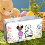 Personalisierte niedliche Blume Ei Cartoon Charakter Keksdose mit Initialen und Namen Ostern Partei Lagerung Zubehör Geschenk für Jungen Mädchen