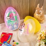 Uovo di Pasqua Jumbo riempibile con nome personalizzato con iniziali di personaggi dei cartoni animati, cestino di Pasqua, bomboniere per feste di compleanno, regalo per bambini e bambine.