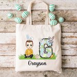 Sac à dos en toile avec nom Chasse aux oeufs de Pâques Cadeau pour enfants