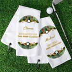 Personalized Golf Club Pattern Absorbent Waffle Golf Towel with Text and Hanging Clip Sports Accessories Birthday Gift for Golf Player Lover