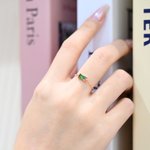 Personalizado Dainty Birthstone Cadena Ajustable Anillo con Tarjeta de Felicitación Cumpleaños Aniversario Regalo para Mujeres