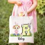 Sac à dos en toile avec nom Chasse aux oeufs de Pâques Cadeau pour enfants