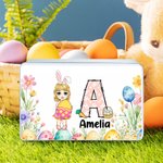 Personalisierte niedliche Blume Ei Cartoon Charakter Keksdose mit Initialen und Namen Ostern Partei Lagerung Zubehör Geschenk für Jungen Mädchen