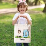 Sac à dos en toile avec nom Chasse aux oeufs de Pâques Cadeau pour enfants