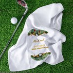 Personalized Golf Club Pattern Absorbent Waffle Golf Towel with Text and Hanging Clip Sports Accessories Birthday Gift for Golf Player Lover