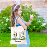 Sac à dos en toile avec nom Chasse aux oeufs de Pâques Cadeau pour enfants