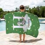 Serviette de Plage Personnalisée avec Initiale et Nom Séchage Rapide Style Animal Mignon Cadeau Anniversaire pour Enfant