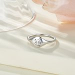Personalized Cute Cat Dog Rabbit Line Drawing Animal Ring with Engraved Name Dainty Jewelry Birthday Anniversary Gift for Women