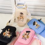 Personalized Graduation Hat Bear Floral Waterproof Water Bottle Carrier Bag for 40oz Stanley with Pouch Adjustable Strap Graduation Gift for Graduate