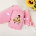 Personalized Graduation Hat Bear Floral Waterproof Water Bottle Carrier Bag for 40oz Stanley with Pouch Adjustable Strap Graduation Gift for Graduate