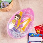 Uovo di Pasqua Jumbo riempibile con nome personalizzato con iniziali di personaggi dei cartoni animati, cestino di Pasqua, bomboniere per feste di compleanno, regalo per bambini e bambine.