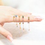Personalizado Dainty Birthstone Cadena Ajustable Anillo con Tarjeta de Felicitación Cumpleaños Aniversario Regalo para Mujeres