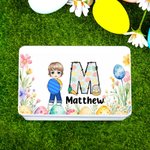 Personalisierte niedliche Blume Ei Cartoon Charakter Keksdose mit Initialen und Namen Ostern Partei Lagerung Zubehör Geschenk für Jungen Mädchen