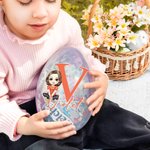 Uovo di Pasqua Jumbo riempibile con nome personalizzato con iniziali di personaggi dei cartoni animati, cestino di Pasqua, bomboniere per feste di compleanno, regalo per bambini e bambine.