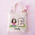 Sac à dos en toile avec nom Chasse aux oeufs de Pâques Cadeau pour enfants
