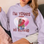 Spersonalizowana bluza z kapturem I Am Yours No Refund z imionami dla pary na rocznicę walentynek