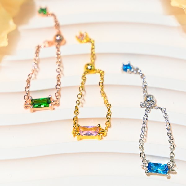 Personalizado Dainty Birthstone Cadena Ajustable Anillo con Tarjeta de Felicitación Cumpleaños Aniversario Regalo para Mujeres