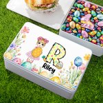 Personalisierte niedliche Blume Ei Cartoon Charakter Keksdose mit Initialen und Namen Ostern Partei Lagerung Zubehör Geschenk für Jungen Mädchen