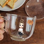 Personalized Cartoon Character Birth Flower Clear Glass Coffee Tea Cup and Acrylic Coaster with Name Anniversary Birthday Gift for Women Girls