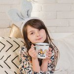 Personalisierte Ostern Cartoon Charakter Bagger 11oz Emaille Becher mit Namen Ostern Party Geschenk für Jungen Mädchen