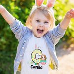 Oeuf de Pâques Personnalisé Oreilles de lapin Personnalisé 100% coton T-shirt enfant avec nom Cadeau de Pâques pour Garçons Filles