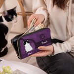 Cartera de cuero PU personalizada con diseño retro de gato varios compartimentos y cremallera metálica ideal para cumpleaños y aniversarios
