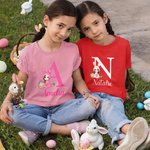 Personalisierte Cartoon-Charakter Hase Kostüm Eier erste 100% Baumwolle T-Shirt mit Namen Ostern Geburtstag Geschenk für Jungen Mädchen
