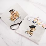 Personalised Cartoon Graduation Hat Bear Floral Cosmetic Bag with Name Birthday Graduation Gift for Graduates