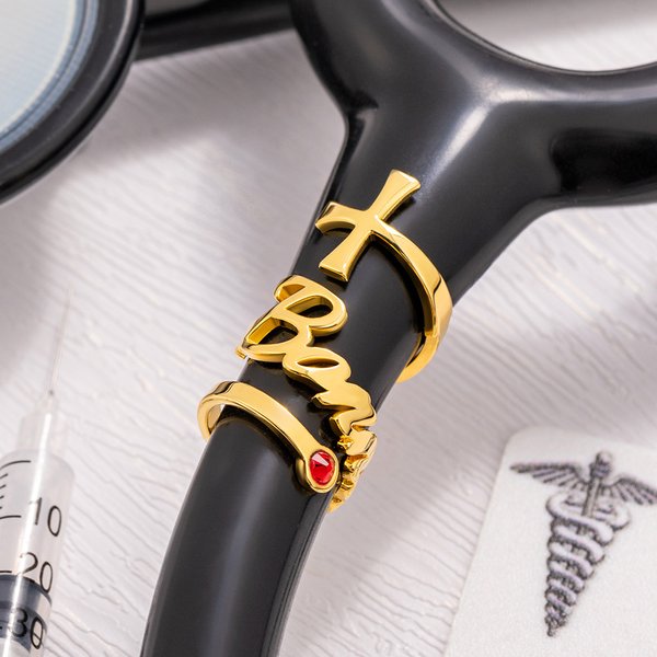 Personalised Birthstone Cross Stethoscope Name Tag Nurses Week Appreciation Graduation Gift for Nurses Doctors Medical Assistants