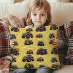 Housse de Coussin Personnalisée avec Nom Style Nuage de Mots et de Camion Décoration de Maison Cadeau Anniversaire pour Famiile Enfants