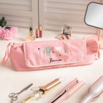 Personalized Stylish Birth Flower Hairdressing Element Portable Hair Tools Travel Bag with Name and Heat Resistant Mat Birthday Gift for Women