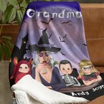 Spersonalizowany koc na Halloween Wiedźma Wampir Postać z kreskówki Miękki koc z 1-6 imionami Wystrój domu Prezent na imprezę świąteczną dla rodziny i dzieci