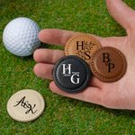 Personalisierte Monogramm magnetische Leder Golf Ball Marker mit Initiale und Name Satz von 2 Golf Zubehör Geburtstag Sport Geschenk für Golfspieler