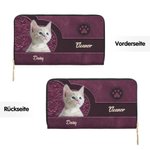 Personalisierte Retro 1-3 Katze Hund Fotos PU-Leder Geldbörse mit Namen Mehreren Fächern Reißverschluss Geburtstag Urlaub Geschenk für Tierliebhaber