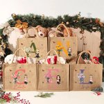 Bolso de yute reutilizable con nombre personalizado con flores de nacimiento y personaje de dibujos animados regalo de cumpleaños para mujeres y niñas