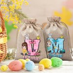 Sac à friandises personnalisé en toile de jute avec nom Cadeau de Pâques pour les enfants 1