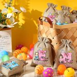 Sac à friandises personnalisé en toile de jute avec nom Cadeau de Pâques pour les enfants 3