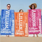 Personalisierte Multicolor Oversized Quick Dry Name Strandtuch Reisen Wesentliche Geburtstag Geschenk für Familie Freund