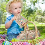 Personalized Official Egg Hunter Cartoon Character Drawstring Burlap Treat Bag with Name Easter Party Favor Gift for Boys Girls