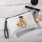 Personalised Cartoon Graduation Hat Bear Floral Cosmetic Bag with Name Birthday Graduation Gift for Graduates