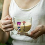 Personalized Cartoon Character Birth Flower Clear Glass Coffee Tea Cup and Acrylic Coaster with Name Anniversary Birthday Gift for Women Girls