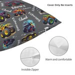 Housse de Coussin Personnalisée avec Nom Style Nuage de Mots et de Camion Décoration de Maison Cadeau Anniversaire pour Famiile Enfants